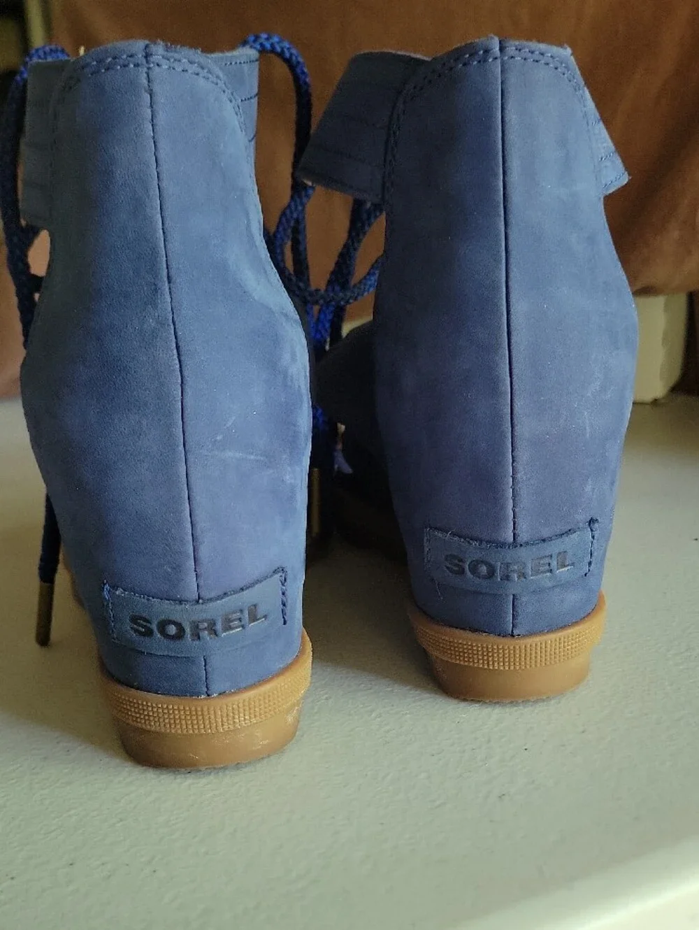 Sorel Blue Suede Lace-Up Gladiator Sandals